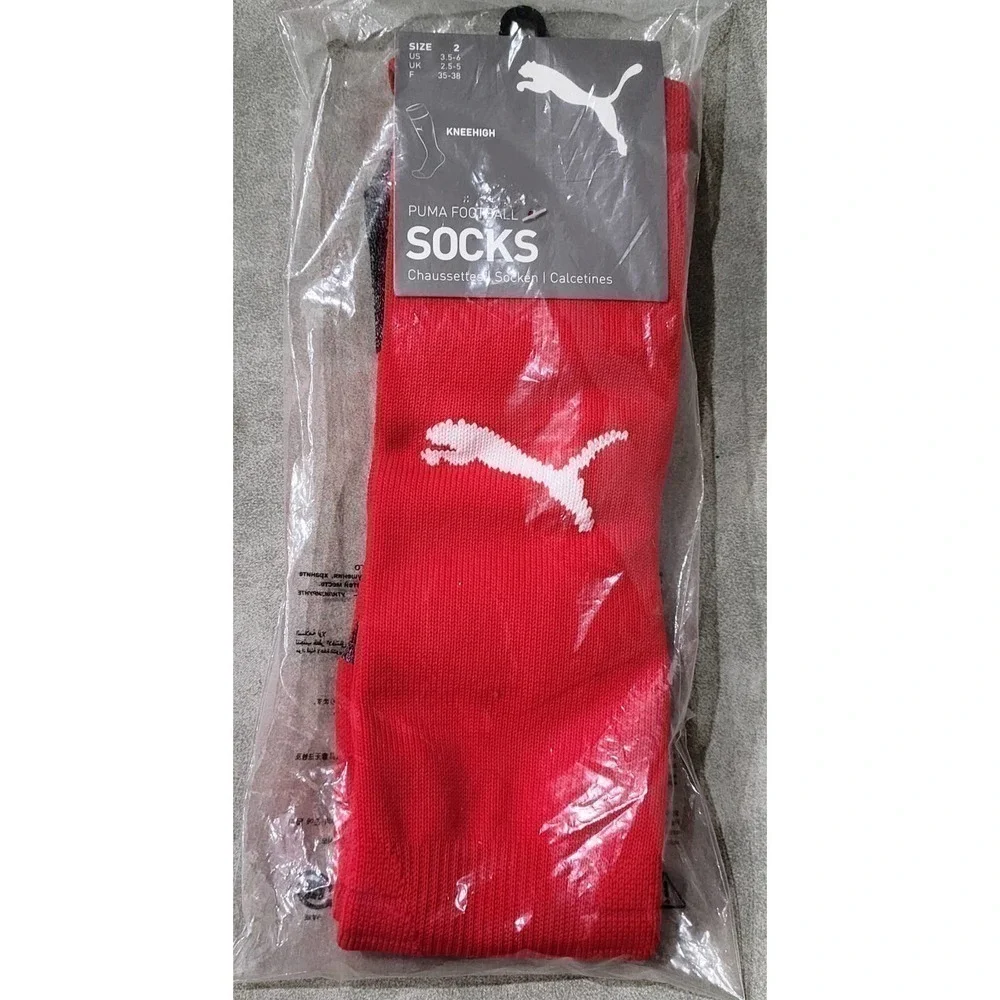 Puma Liga Knee High Socks Red Size 2 US 3.5-6